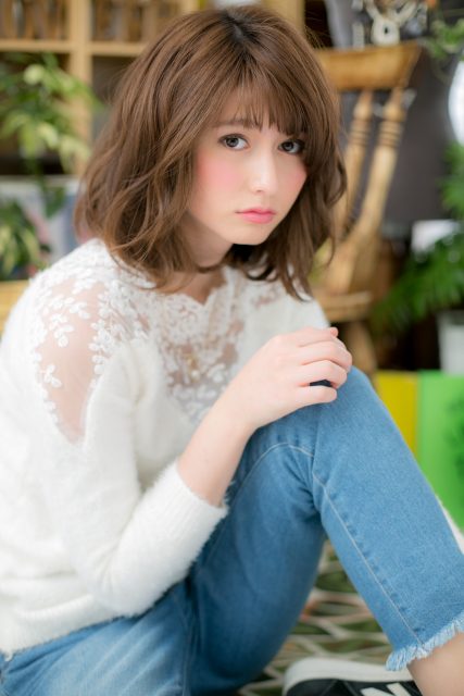 外国人風バレイヤージュランダムパーマ