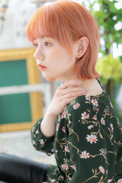 オレンジブラウン☆韓国風小顔外ハネボブディ