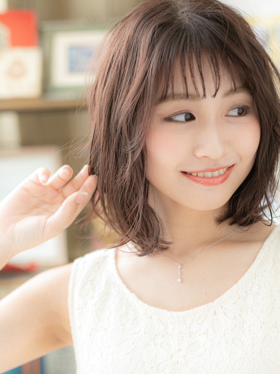 ゆるふわプードル伸ばしかけボブパーマ顔周りカット20代30代