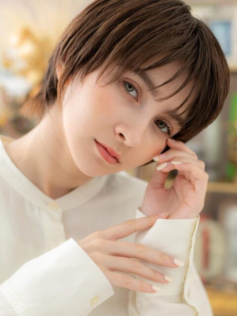ダークアッシュ暗髪ショートウルフ20代30代