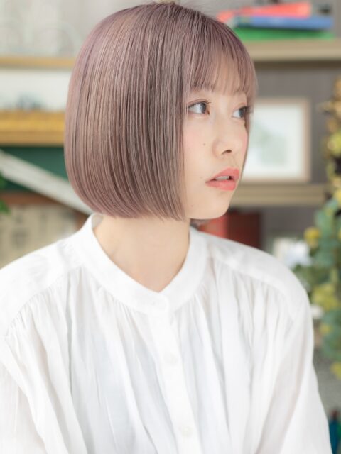 大人可愛い切りっぱなし小顔丸みボブ20代30代