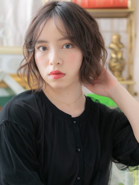 大人可愛いゆるふわ小顔ボブ20代30代