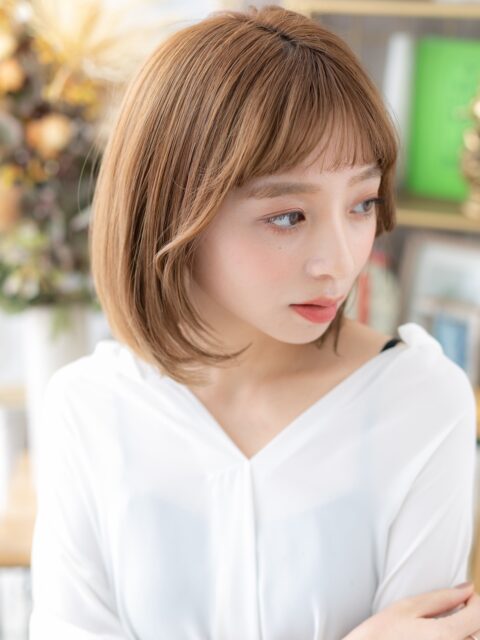 大人可愛いぱっつん前髪小顔ボブ20代30代