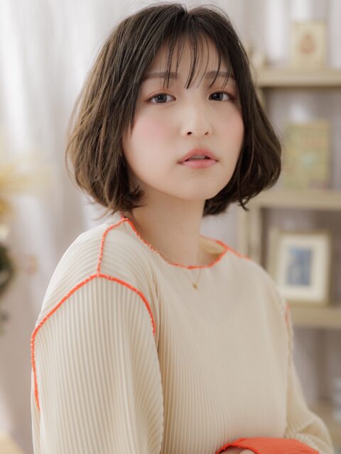 大人可愛いラフウェーブAラインボブ20代30代