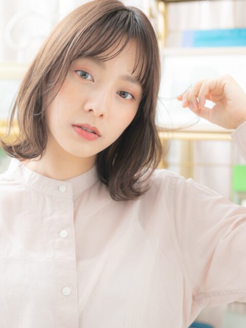 大人可愛いミストバング小顔ボブ20代30代