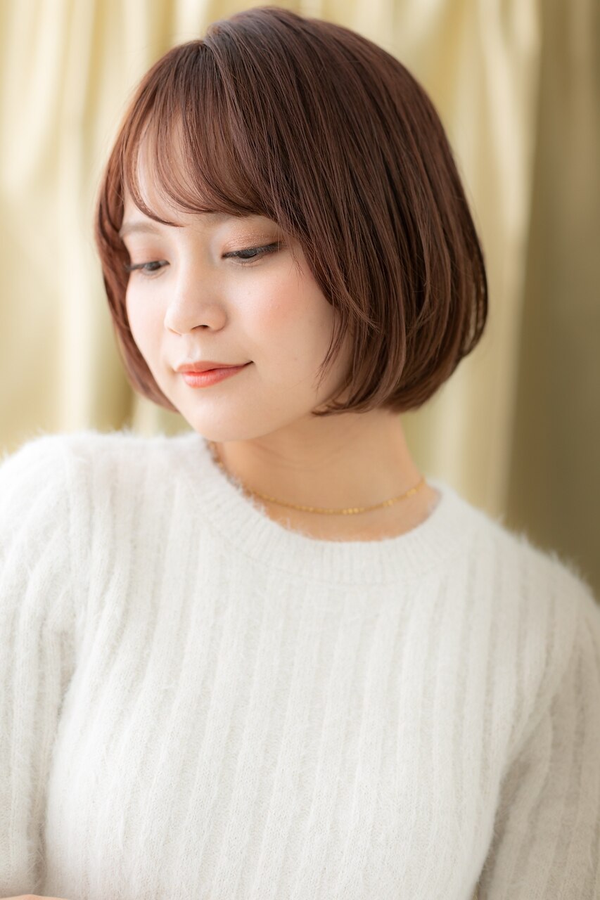ステップボーンカット切りっぱなしボブ30代40代50代