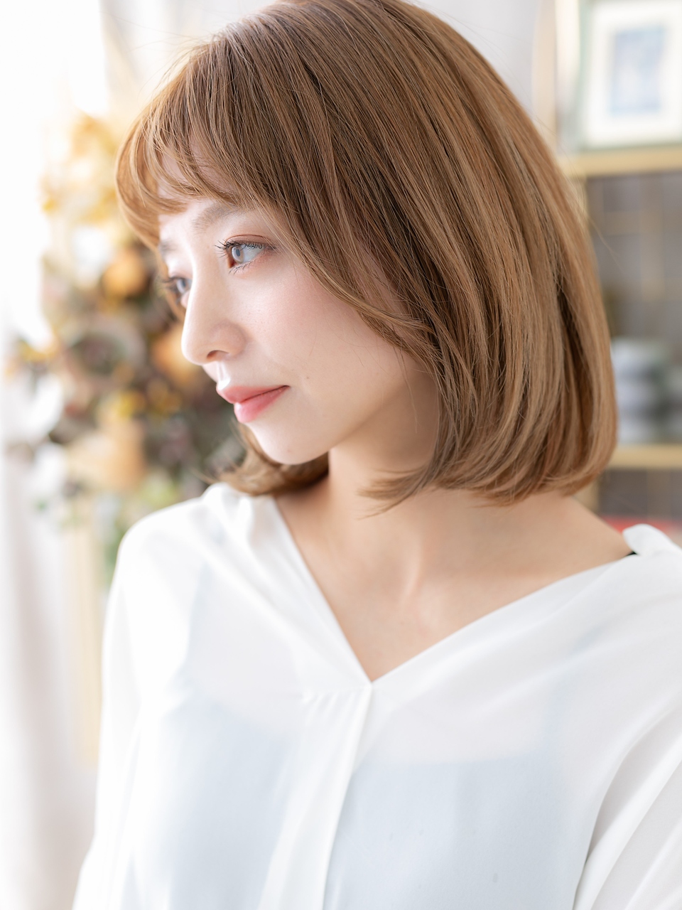 大人可愛いぱっつん前髪小顔ボブ20代30代