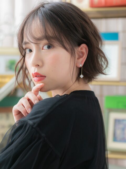 大人可愛いゆるふわ小顔ショートボブ20代30代