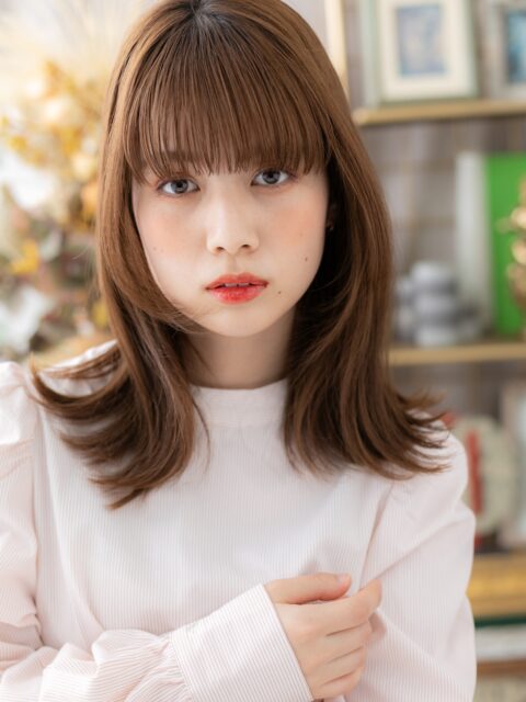 大人可愛い髪質改善小顔姫カットミディ20代30代