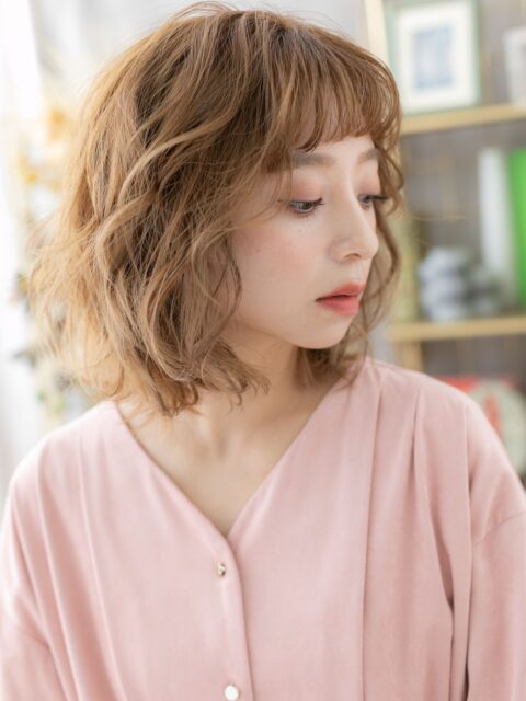 大人可愛い小顔ボブパーマ20代30代