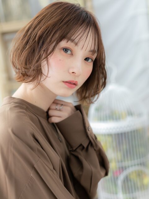 大人可愛いひし形小顔ボブ20代30代