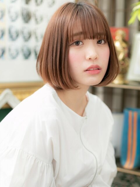 大人可愛い美髪シースルーバングボブ20代30代