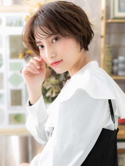 大人可愛いココアブラウンマッシュショート20代30代