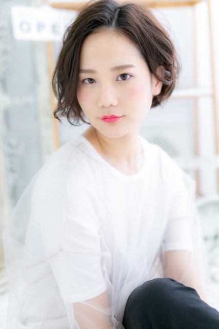 ふわくしゅカール★黒髪くせ毛風ガーリーボブ