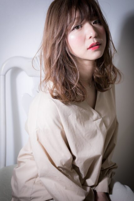 オレンジブラウン大人美人エアリーミディアム20代30代
