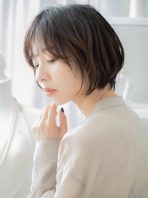 大人可愛い抜け感小顔丸みボブ20代30代