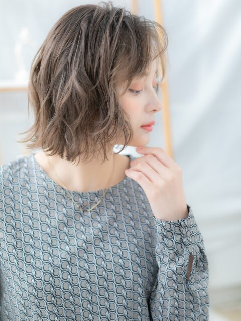 大人可愛いかきあげバングエアリーボブ20代30代