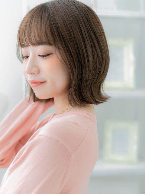 大人可愛いぱっつん小顔ボブ20代30代