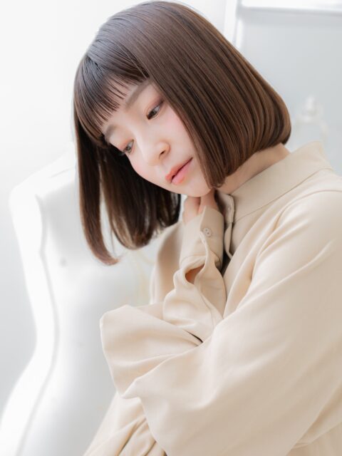 大人可愛い切りっぱなし小顔ボブ20代30代