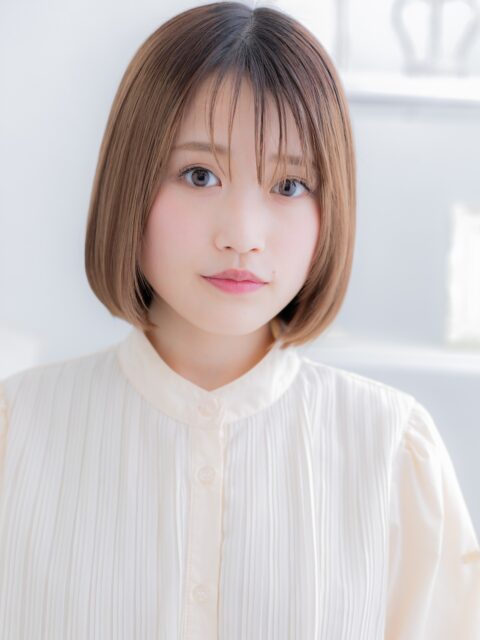 大人可愛いツヤ髪切りっぱなしボブ20代30代