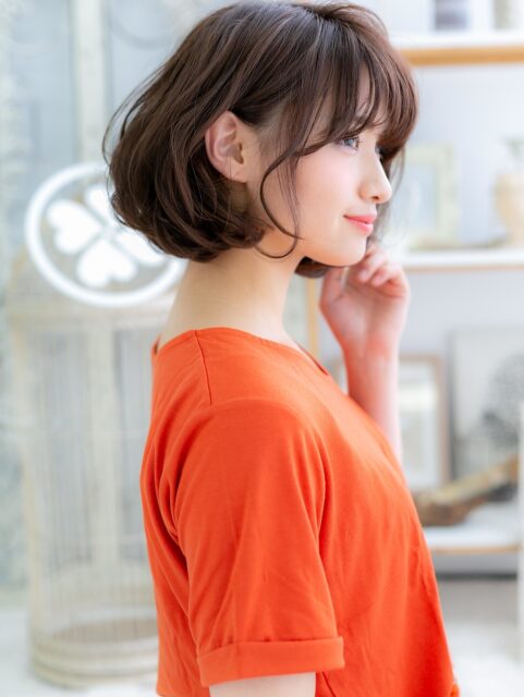 大人可愛いバレイヤージュパーマボブ20代30代