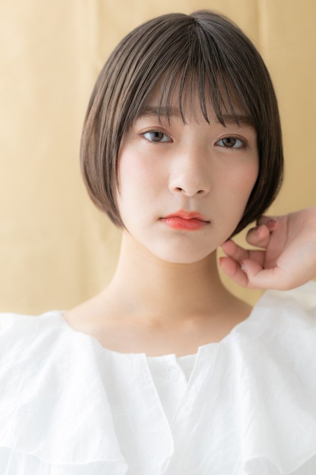 20代30代40代■黒髪シースルー前髪前下がりボブショート