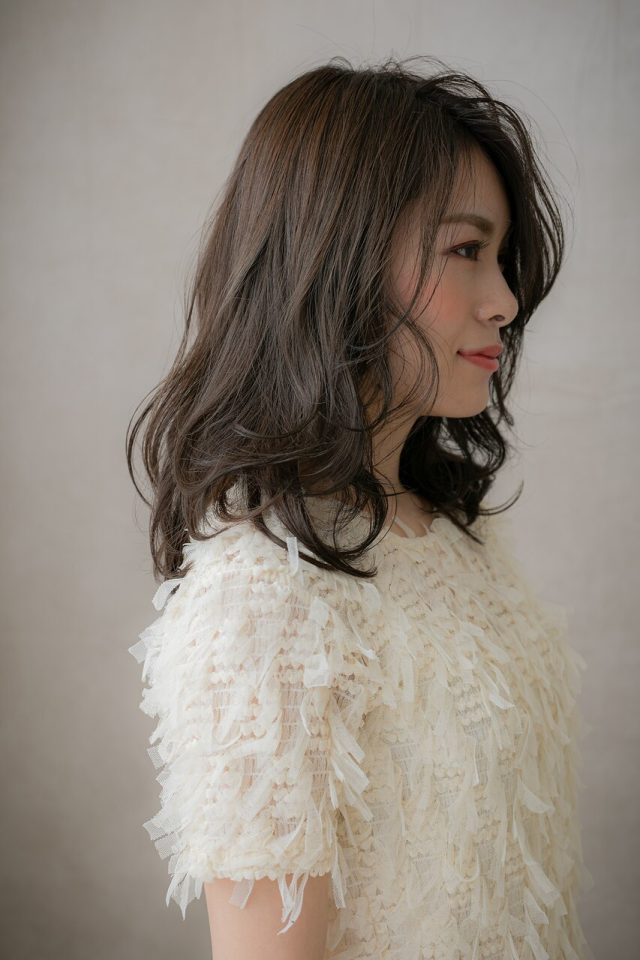 30代40代50代☆透け感グレージュアシンメトリーこなれヘア