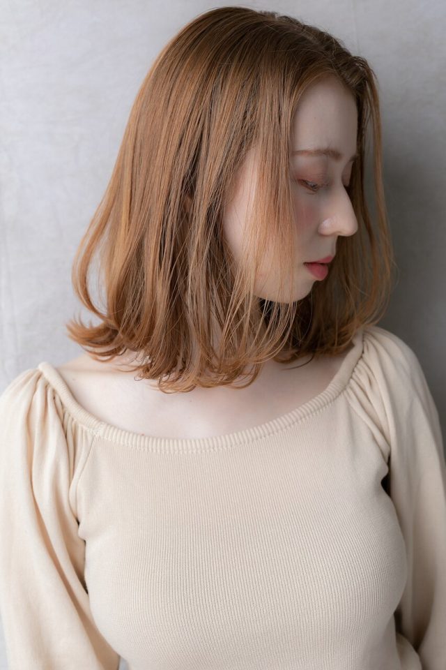 10代20代30代★外国人風オレンジカラー外ハネくびれカール