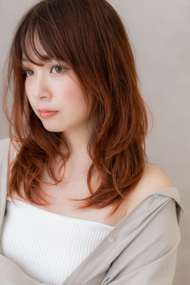 10代20代30代★外国人風オレンジカラー小顔ハイライト