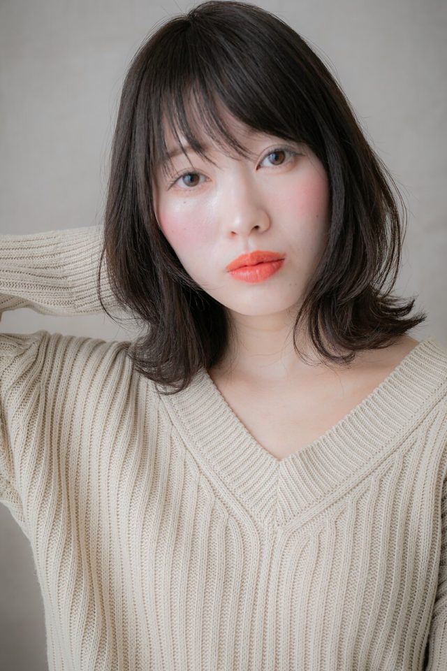 30代40代50代★暖色系カラーダークアッシュ外ハネボブ