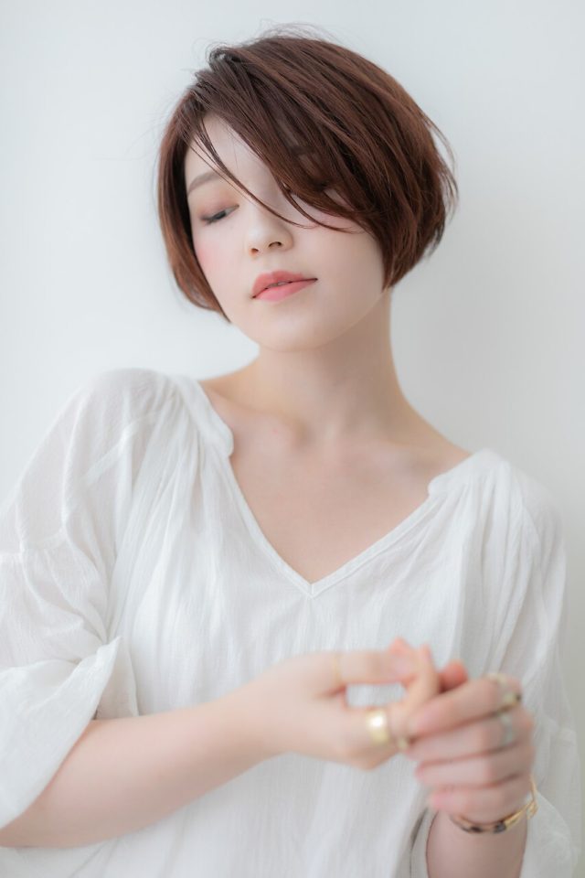 30代40代50代チェリーブラウンニュアンスクールショート