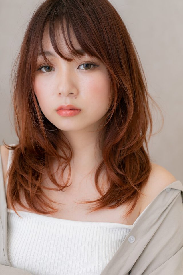 10代20代30代★レッドオレンジブラウン抜け感くびれヘア