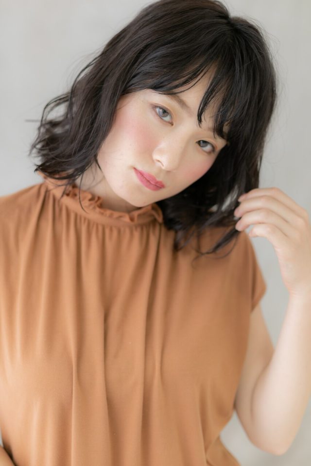 20代30代40代◆濡れ髪ダークグレージュ外ハネミディアム