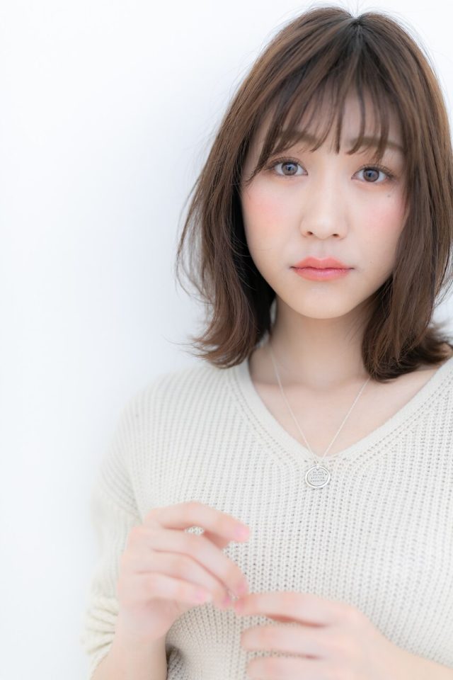 20代30代40代☆透け感シースルー前髪外ハネくびれミディ