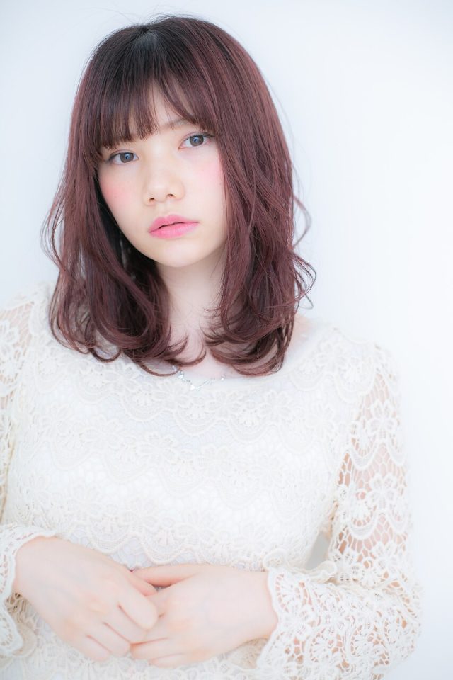 20代30代40代◇小顔見せピンクカラーくせ毛風無造作カール