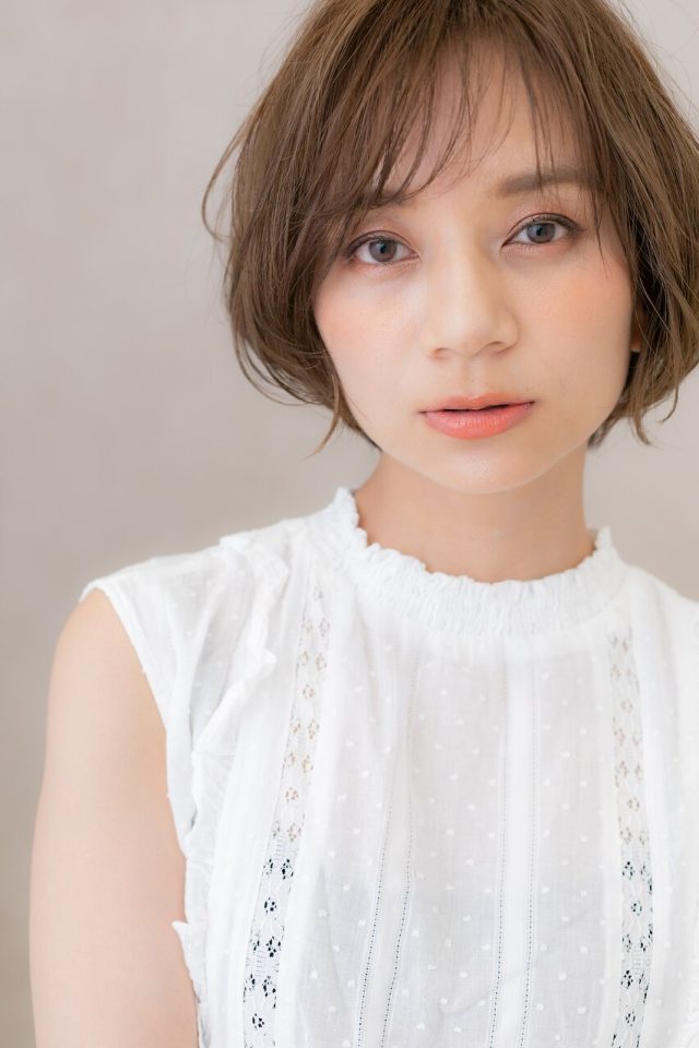 20代30代40代ココアブラウンアシンメトリー小顔ショート