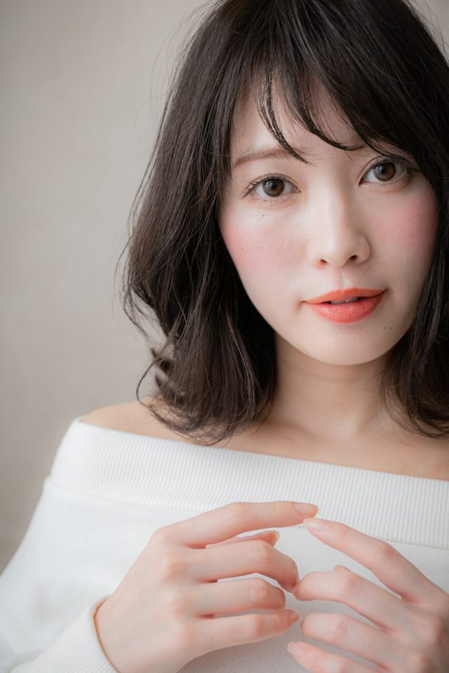 30代40代50代★斜めバングxくせ毛風カールの小顔ネオウルフ