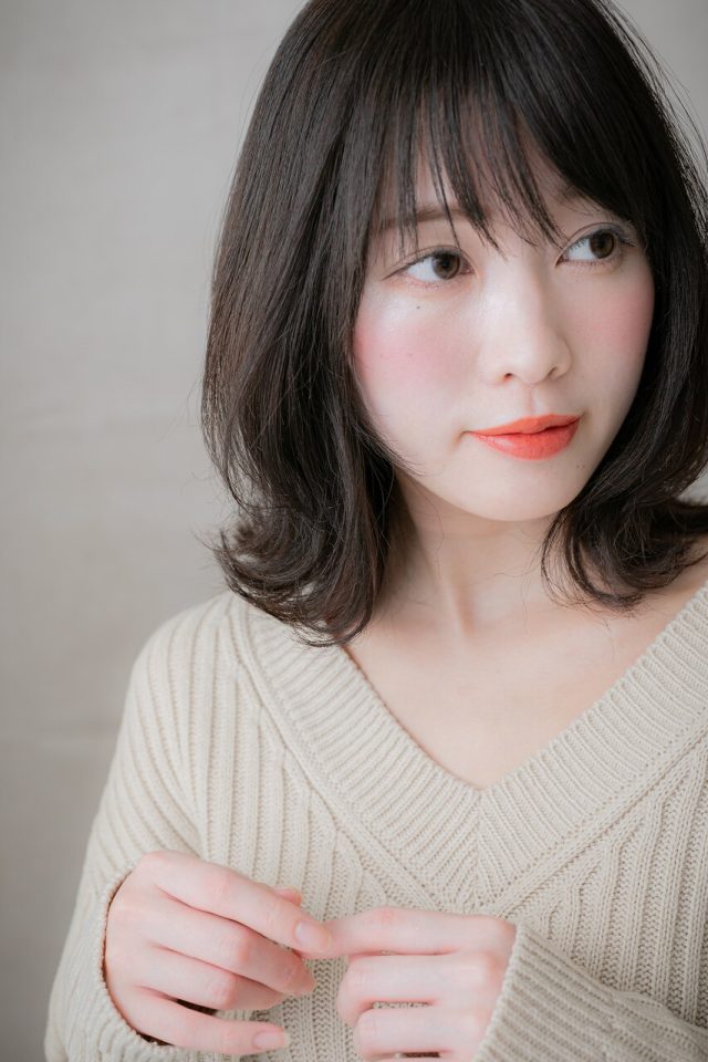 30代40代50代★好感度◎クラシカルな黒髪小顔外ハネボブ