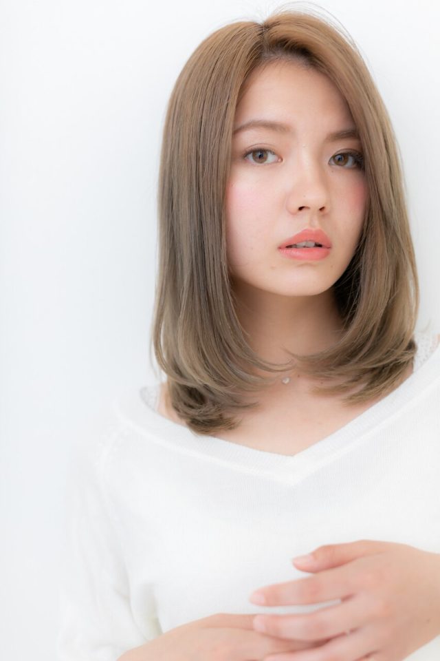 10代20代30代☆外国人風カラー♪ワンカール小顔セミディ