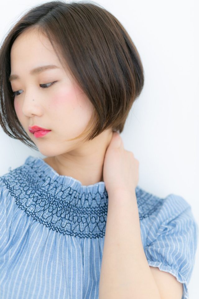 20代30代40代キリっと透明感☆前下がり黒髪小顔大人ボブ