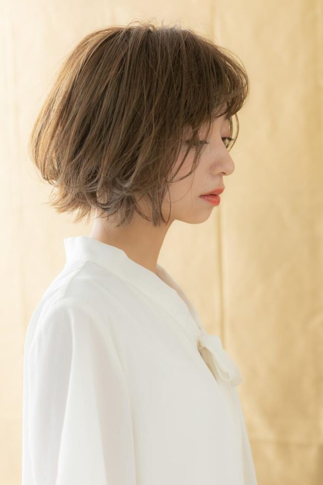 20代30代40代ゴールドベージュラフニュアンスミニボブ