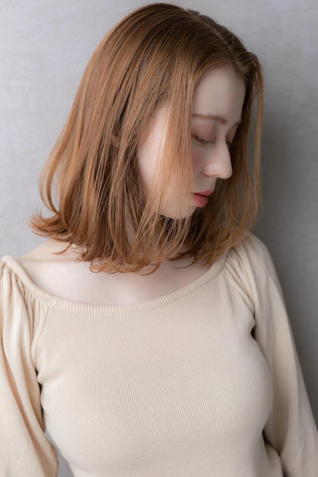 20代30代40代外国人風オレンジポップかきあげボブディ