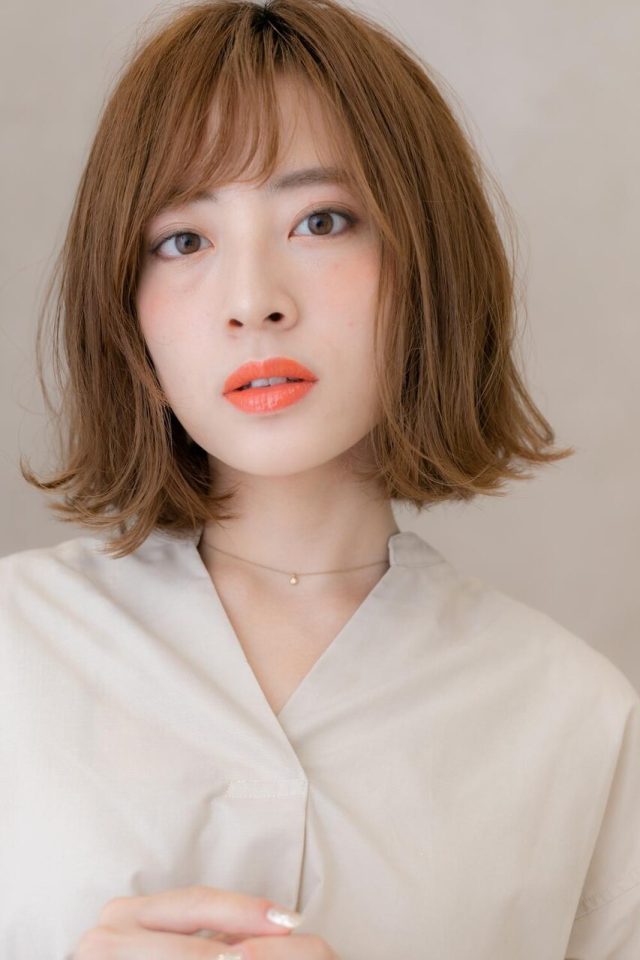 20代30代40代外国人風オレンジポップ小顔くびれボブ
