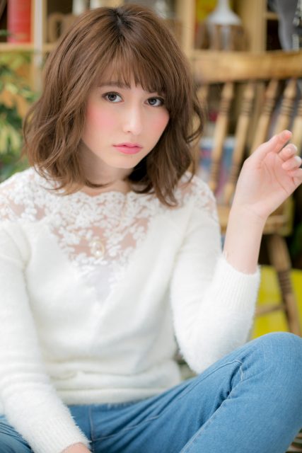 外国人風バレイヤージュランダムパーマ