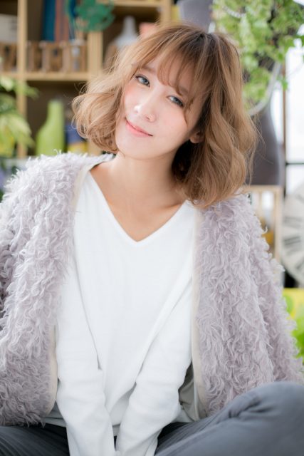 アシンメトリー＊くせ毛風抜け感小顔ボブ