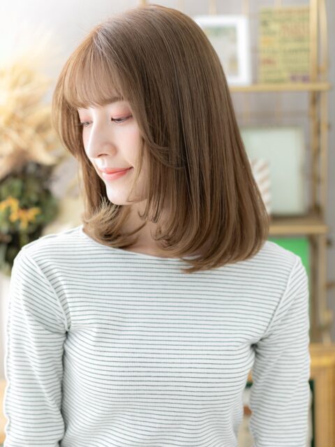 髪質改善カラーショコラアッシュ艶感ロブ20代30代