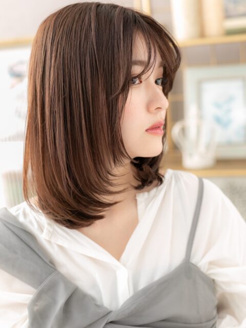 韓国風前下がりレイヤーミディアム20代30代