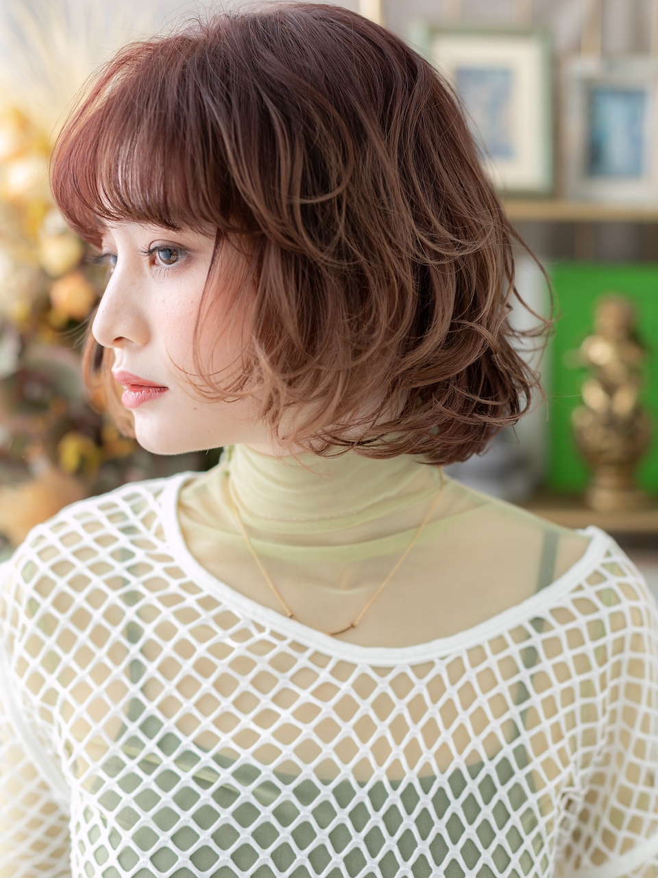 大人可愛いチェリーレッドボブ20代30代