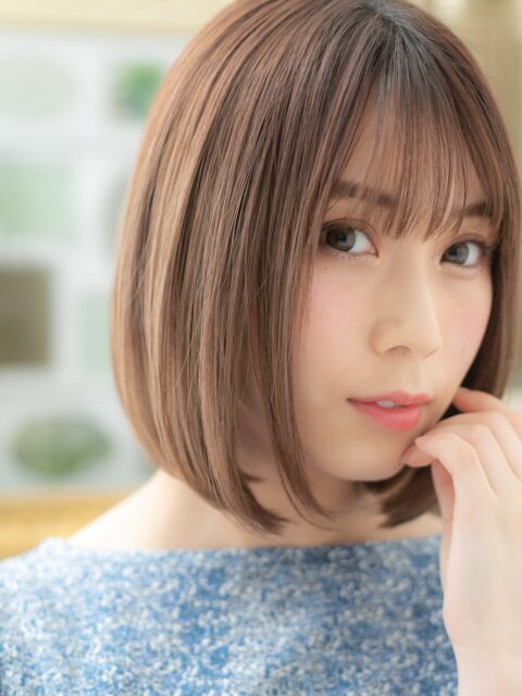 大人可愛い切りっぱなし小顔ボブ20代30代