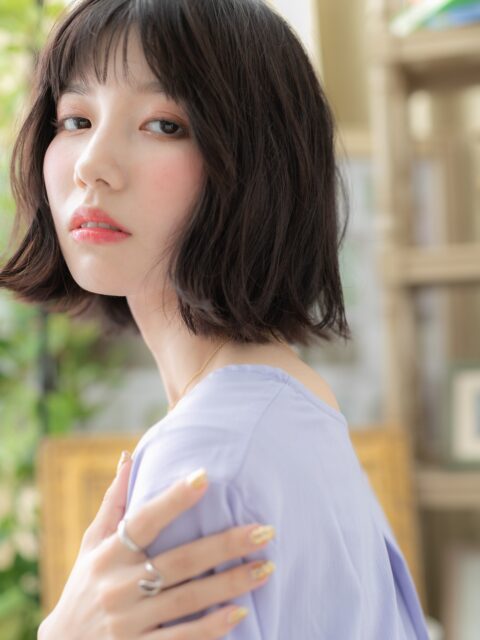 大人可愛い黒髪外ハネボブ20代30代